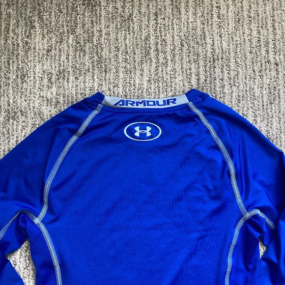 Men's XS Under Armour Heatgear Long Sleeve Compression shirt Blue - Picture 3 of 4